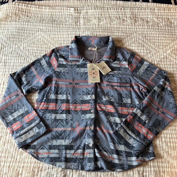 Faherty Good Feather Collaboration Pajama Style Top - Picture 1 of 6